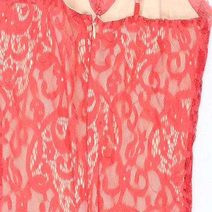 Missguided Womens Pink Geometric Polyester Mini Size 12 V-Neck Zip