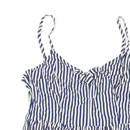 Divided by H&M Womens Blue Striped Viscose A-Line Size 12 V-Neck Pullover
