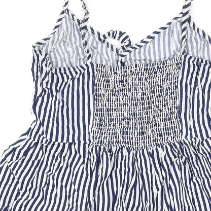 Divided by H&M Womens Blue Striped Viscose A-Line Size 12 V-Neck Pullover