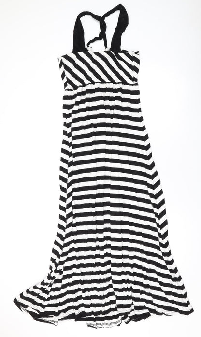 NEXT Womens Black Striped Viscose Maxi Size 10 Halter Pullover