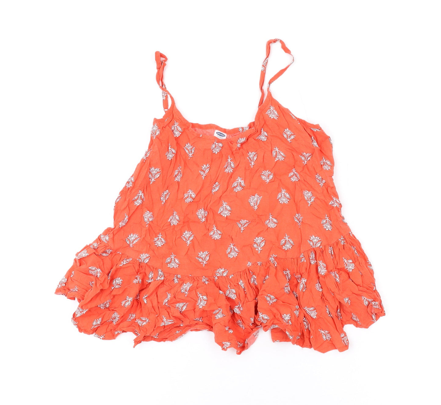 Old Navy Womens Orange Floral Viscose Camisole Tank Size S Scoop Neck