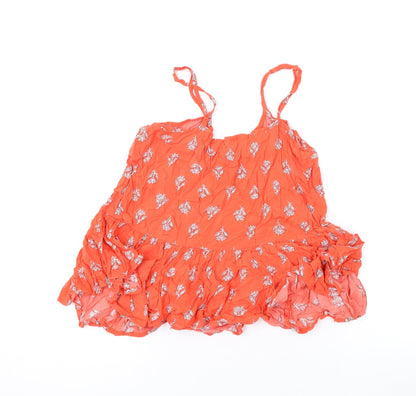 Old Navy Womens Orange Floral Viscose Camisole Tank Size S Scoop Neck