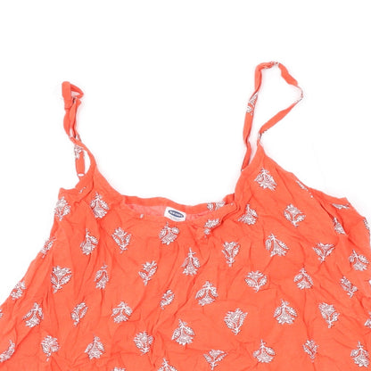 Old Navy Womens Orange Floral Viscose Camisole Tank Size S Scoop Neck