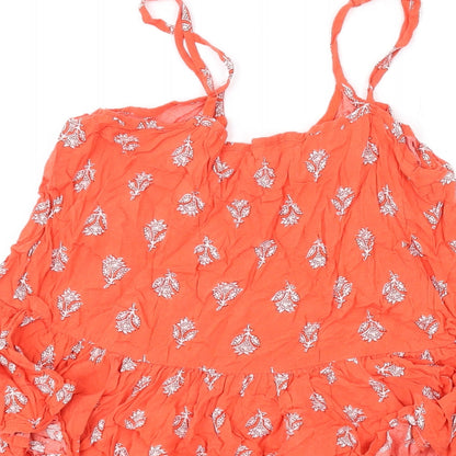 Old Navy Womens Orange Floral Viscose Camisole Tank Size S Scoop Neck