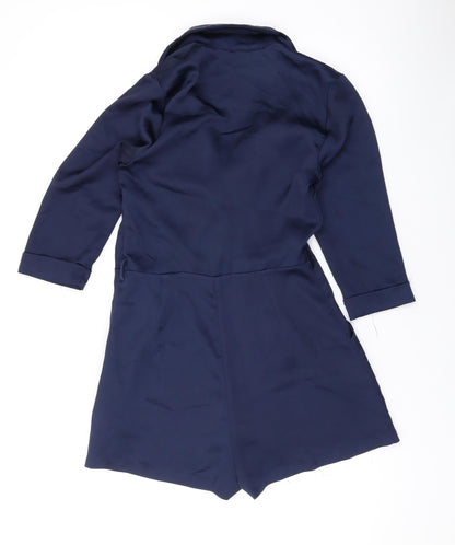 New Look Womens Blue Polyester Playsuit One-Piece Size 8 Snap
