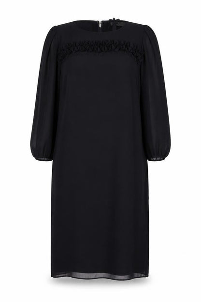 Marks and Spencer Womens Black Polyester A-Line Size 12 Round Neck Zip