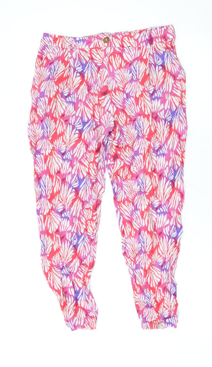 Trussardi Womens Pink Geometric Viscose Trousers Size 14 L23 in Regular Zip