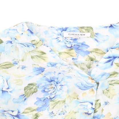 Womens UK Size 12 Forever New Blue Cropped Button-Up