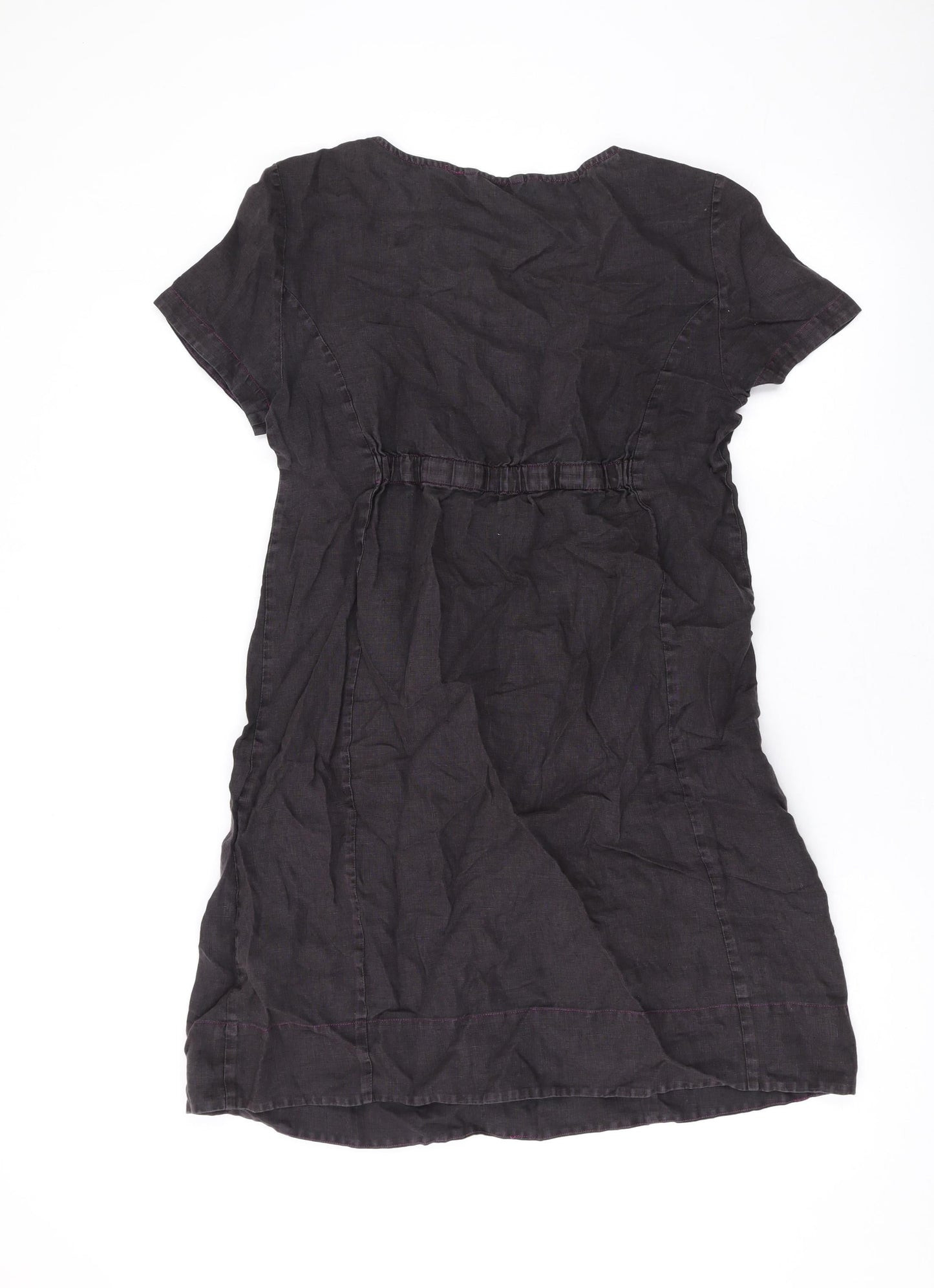 Marks and Spencer Womens Grey Linen T-Shirt Dress Size 12 Scoop Neck Pullover