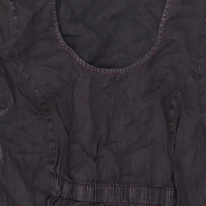 Marks and Spencer Womens Grey Linen T-Shirt Dress Size 12 Scoop Neck Pullover