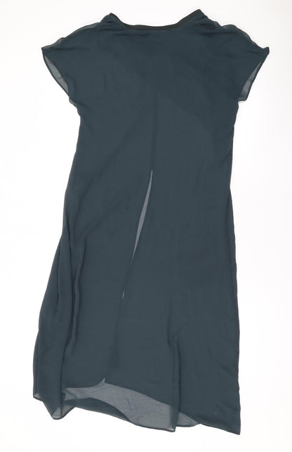 Zara Womens Green Polyester A-Line Size S V-Neck Pullover