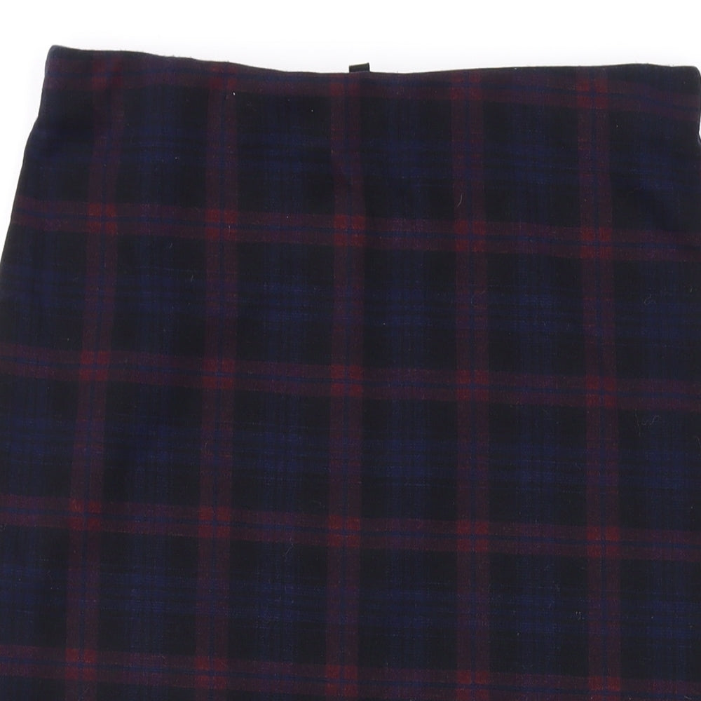 New Look Womens Blue Plaid Polyester Straight & Pencil Skirt Size 12