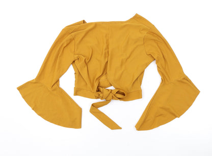 Womens UK Size 10 Edge Street Yellow Wrap Blouse