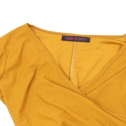 Womens UK Size 10 Edge Street Yellow Wrap Blouse