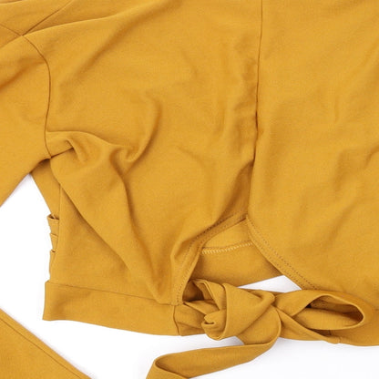 Womens UK Size 10 Edge Street Yellow Wrap Blouse