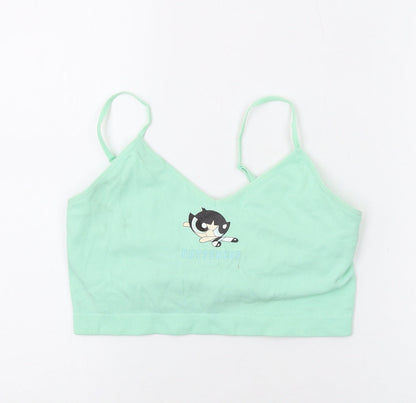 Powerpuff Girls Womens Green Nylon Camisole Tank Size 10 V-Neck