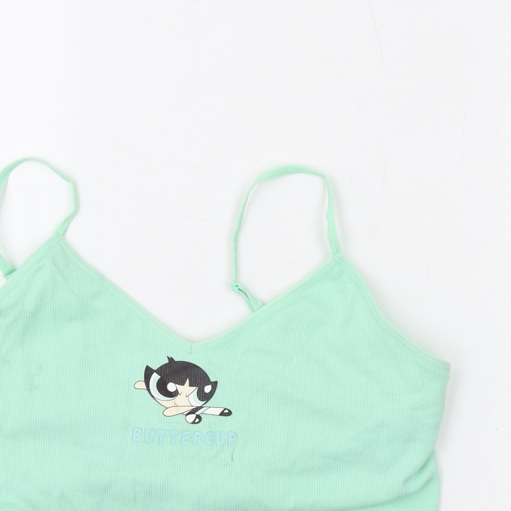Powerpuff Girls Womens Green Nylon Camisole Tank Size 10 V-Neck