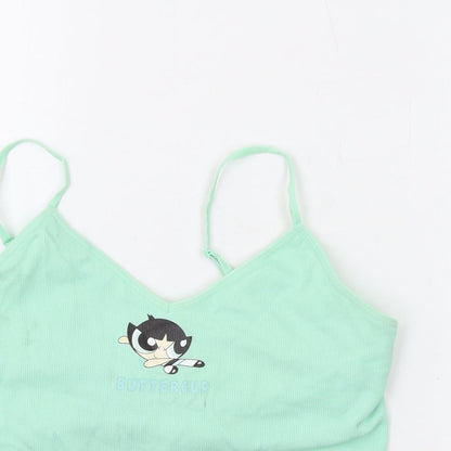 Powerpuff Girls Womens Green Nylon Camisole Tank Size 10 V-Neck