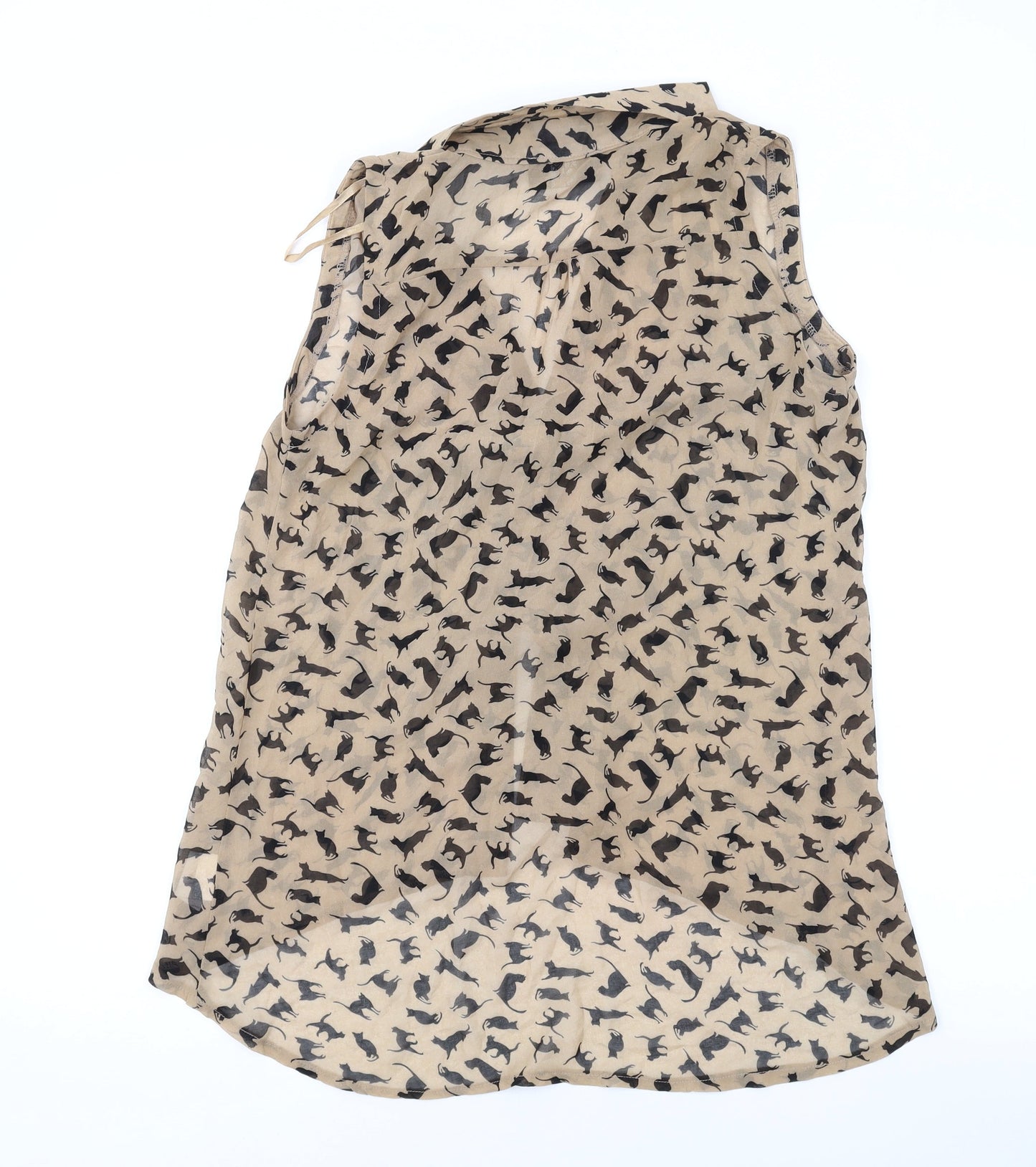 AX Paris Womens Brown Geometric Polyester Basic Blouse Size 10 Collared - Cat print