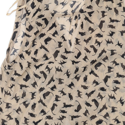 AX Paris Womens Brown Geometric Polyester Basic Blouse Size 10 Collared - Cat print