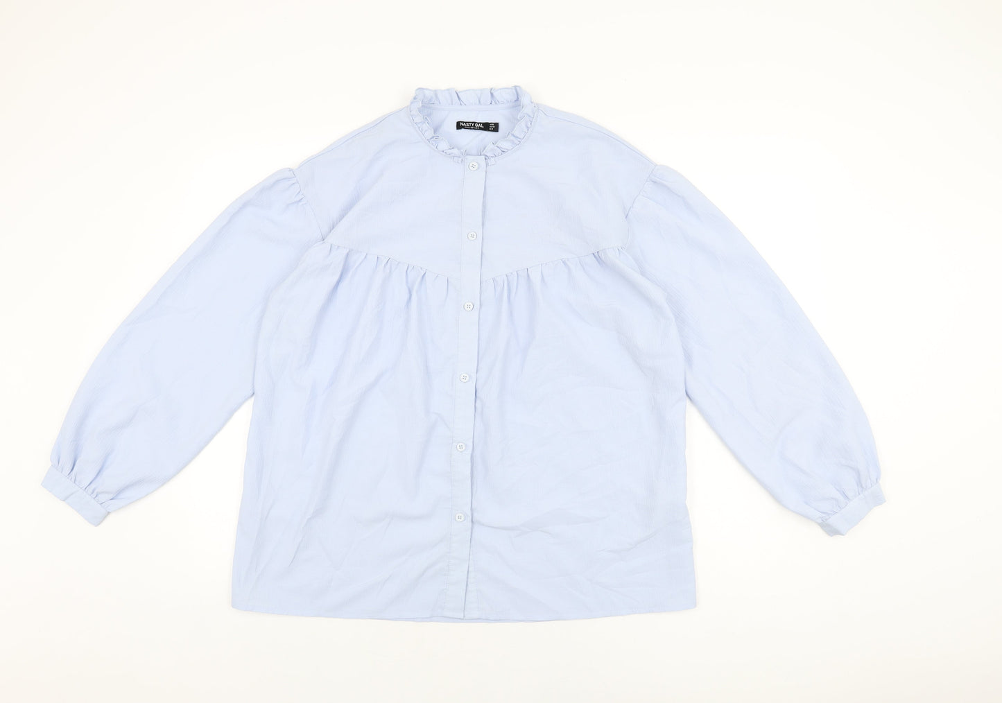 Womens UK Size 12 Nasty Gal Blue Basic Button-Up