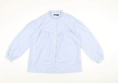 Womens UK Size 12 Nasty Gal Blue Basic Button-Up