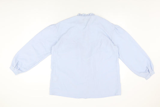 Nasty Gal Womens Blue Polyester Basic Button-Up Size 12 Round Neck