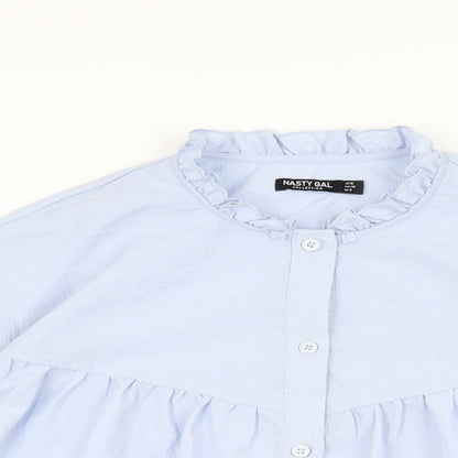 Womens UK Size 12 Nasty Gal Blue Basic Button-Up