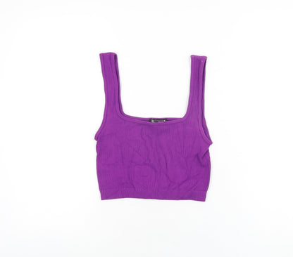 Womens UK Size XS Zara Purple Cropped T-Shirt
