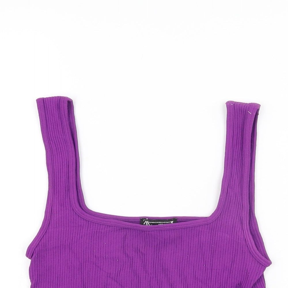 Womens UK Size XS Zara Purple Cropped T-Shirt