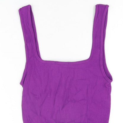 Womens UK Size XS Zara Purple Cropped T-Shirt