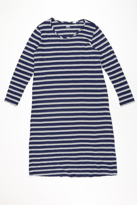 Lands' End Womens Blue Striped Cotton Shift Size M Round Neck Pullover