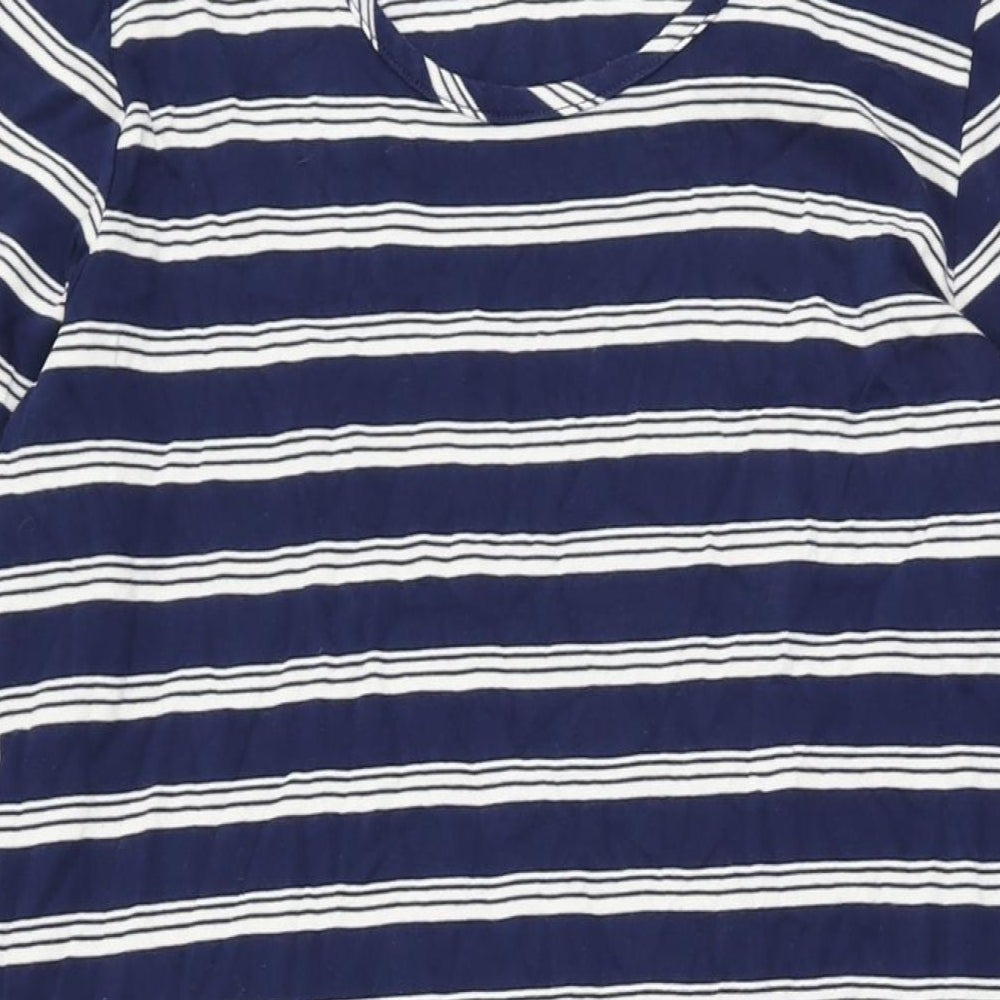 Lands' End Womens Blue Striped Cotton Shift Size M Round Neck Pullover