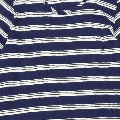 Lands' End Womens Blue Striped Cotton Shift Size M Round Neck Pullover