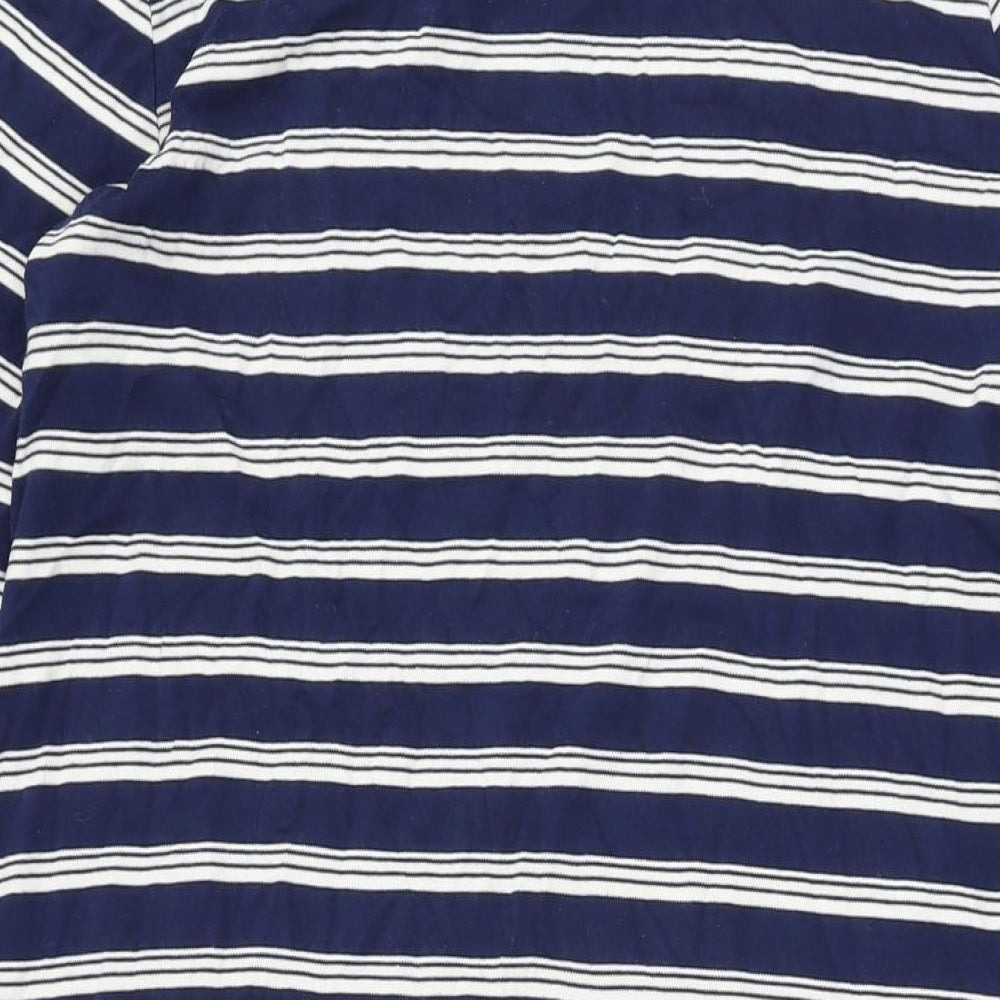 Lands' End Womens Blue Striped Cotton Shift Size M Round Neck Pullover