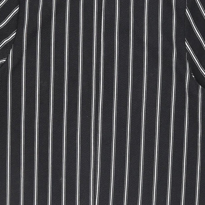 Boohoo Womens Black Striped Polyester Shift Size 12 Round Neck Pullover