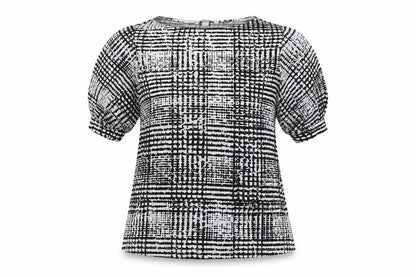 H&M Womens Grey Geometric Polyester Basic T-Shirt Size XS Round Neck
