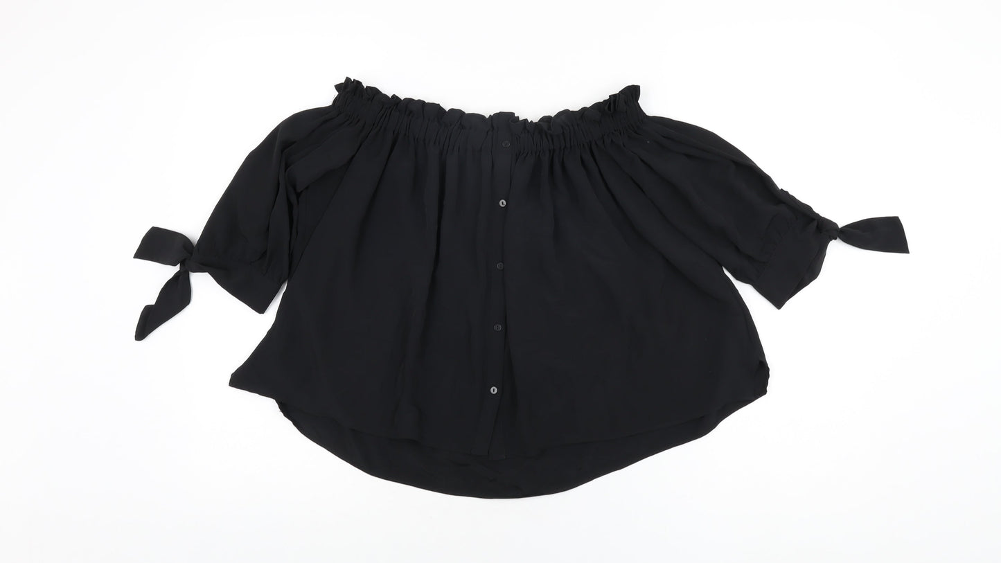 Womens UK Size XS Zara Black Basic Blouse