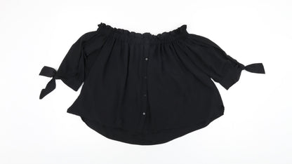 Womens UK Size XS Zara Black Basic Blouse