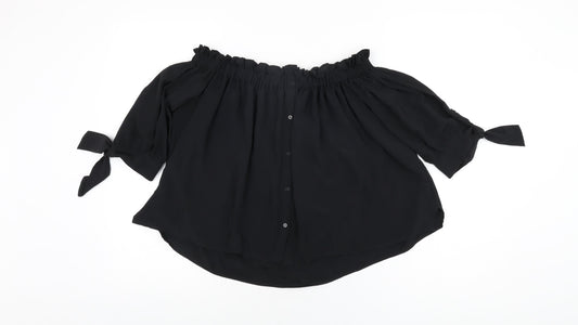 Womens UK Size XS Zara Black Basic Blouse