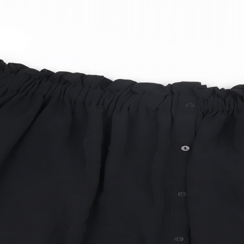 Womens UK Size XS Zara Black Basic Blouse