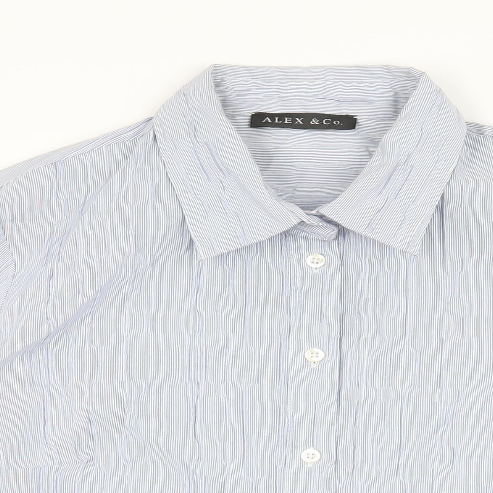 Womens UK Size 16 Alex & Co Blue Basic Button-Up