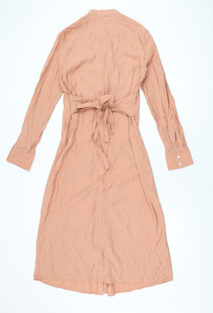 Mango Womens Pink Viscose A-Line Size M Round Neck Button