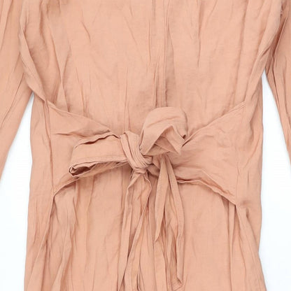 Mango Womens Pink Viscose A-Line Size M Round Neck Button