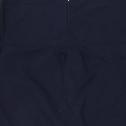Betty Jackson Black Womens Blue Polyester Shift Size 18 Round Neck Button