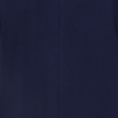 Marks and Spencer Womens Blue Geometric Polyester Shift Size 8 Round Neck Zip