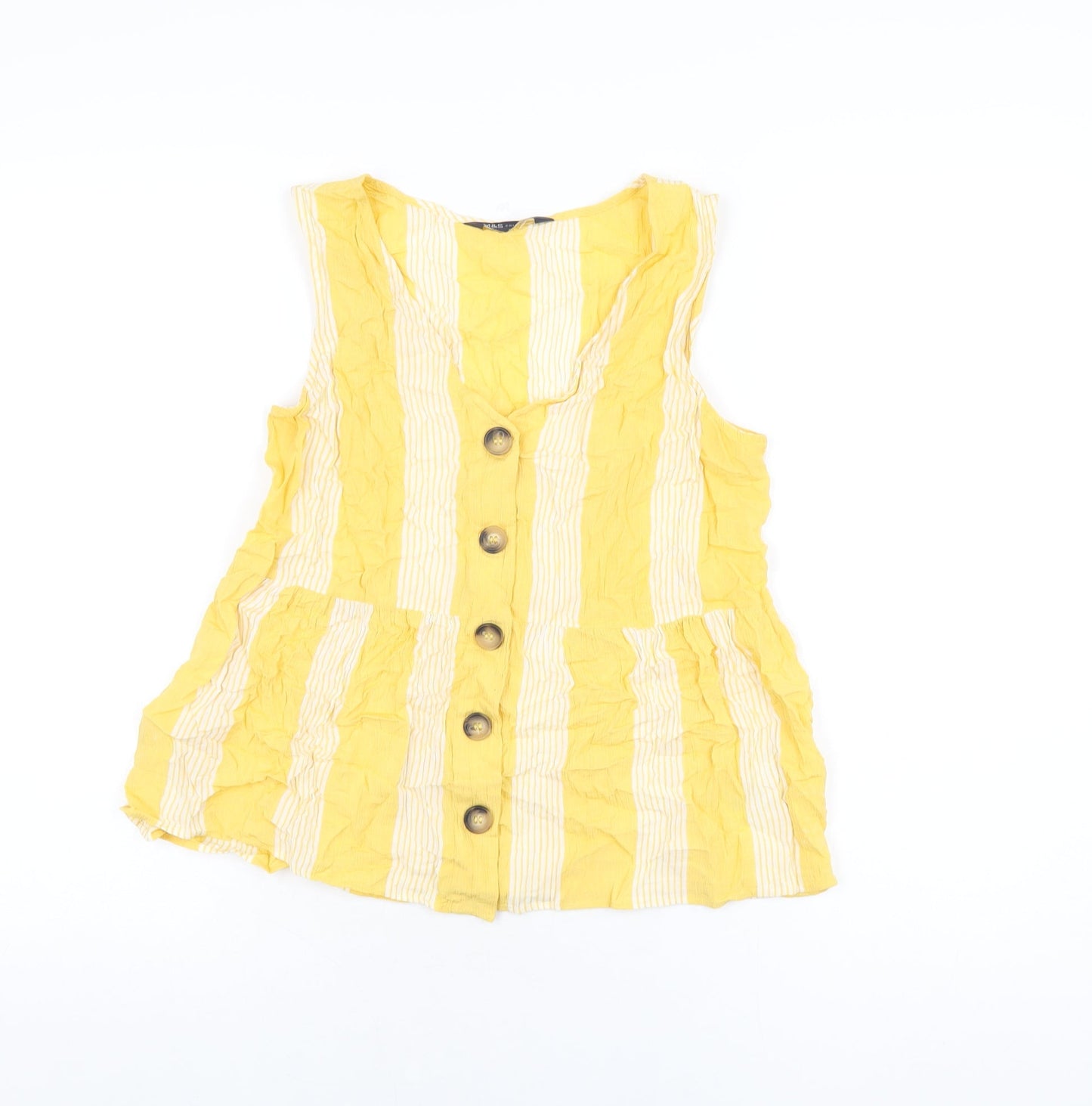 Womens UK Size 10 Marks and Spencer Yellow Basic T-Shirt