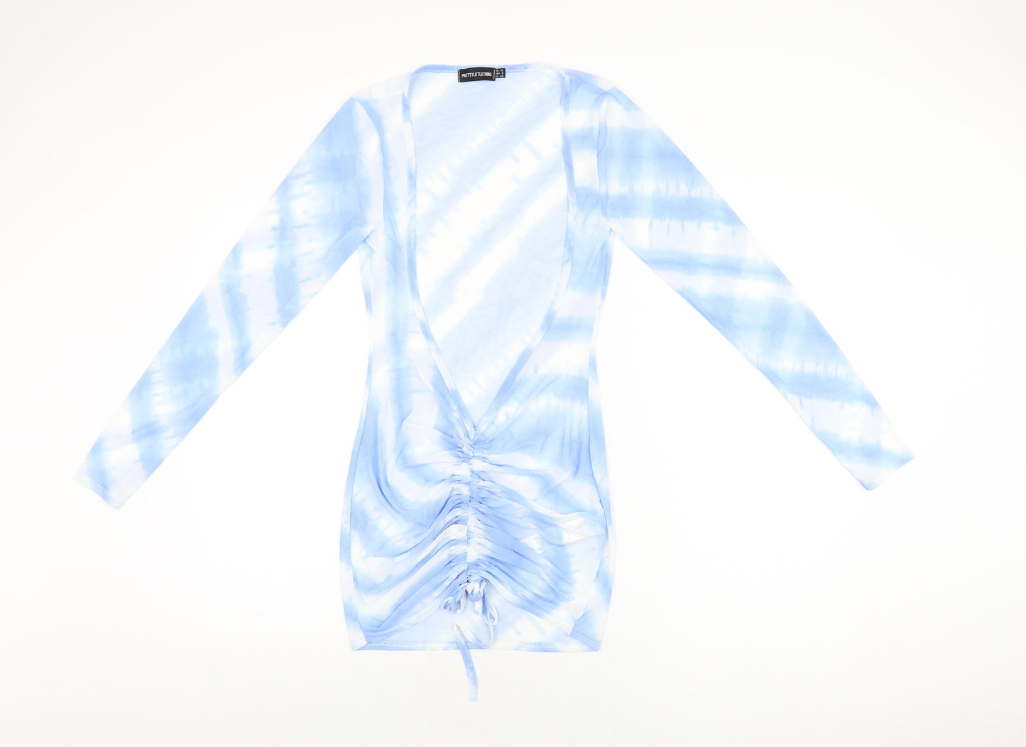 PRETTYLITTLETHING Womens Blue Tie Dye Polyester Cover Up Size 12