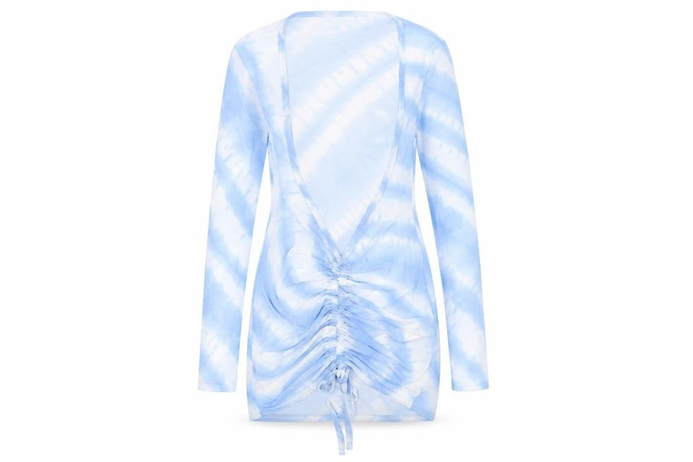 PRETTYLITTLETHING Womens Blue Tie Dye Polyester Cover Up Size 12