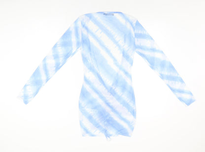 PRETTYLITTLETHING Womens Blue Tie Dye Polyester Cover Up Size 12